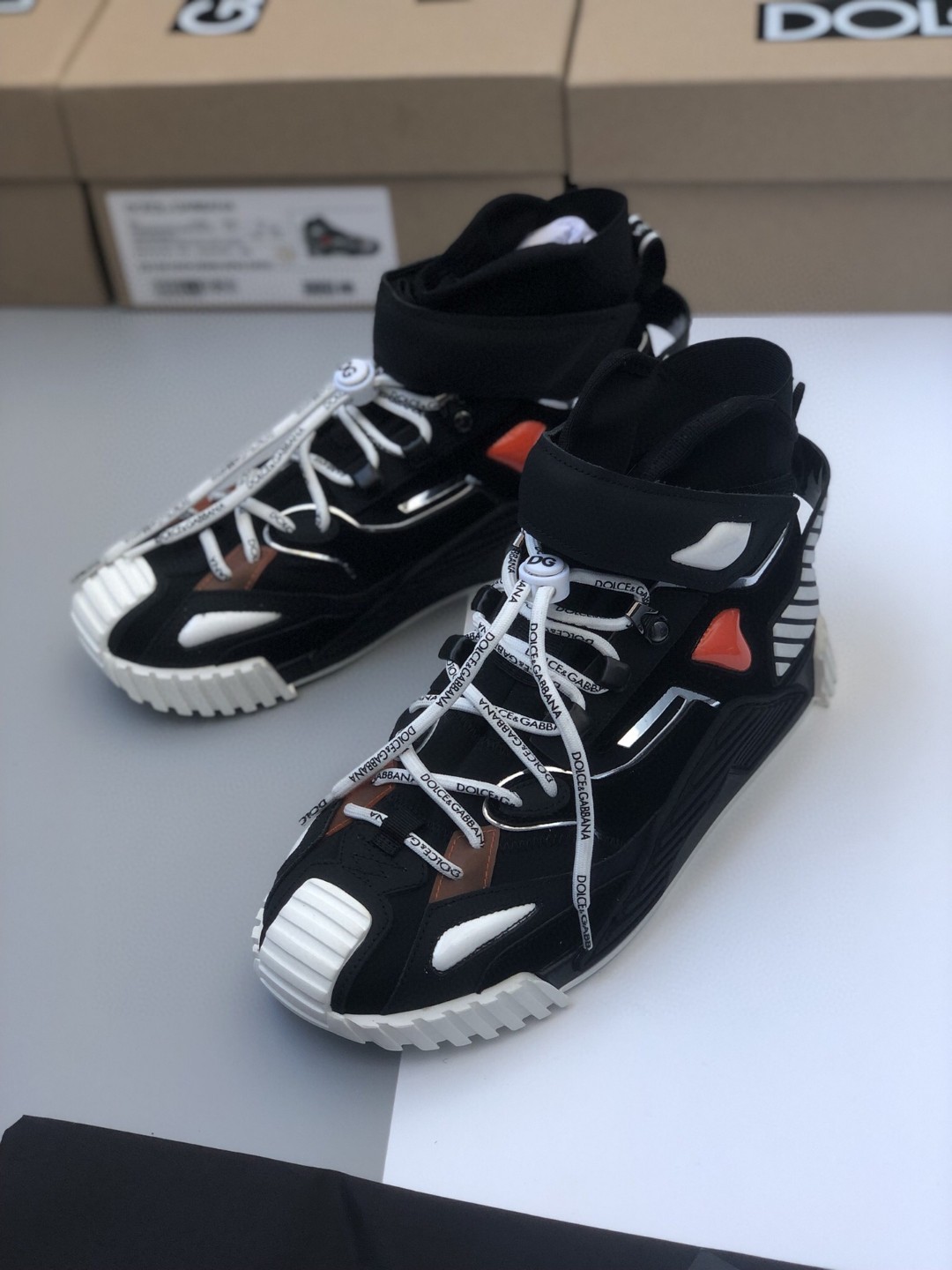 Dolce & Gabbana 2.Zero Custom High-Top Sneakers With Contrasting Details Black For Men DG Shoes