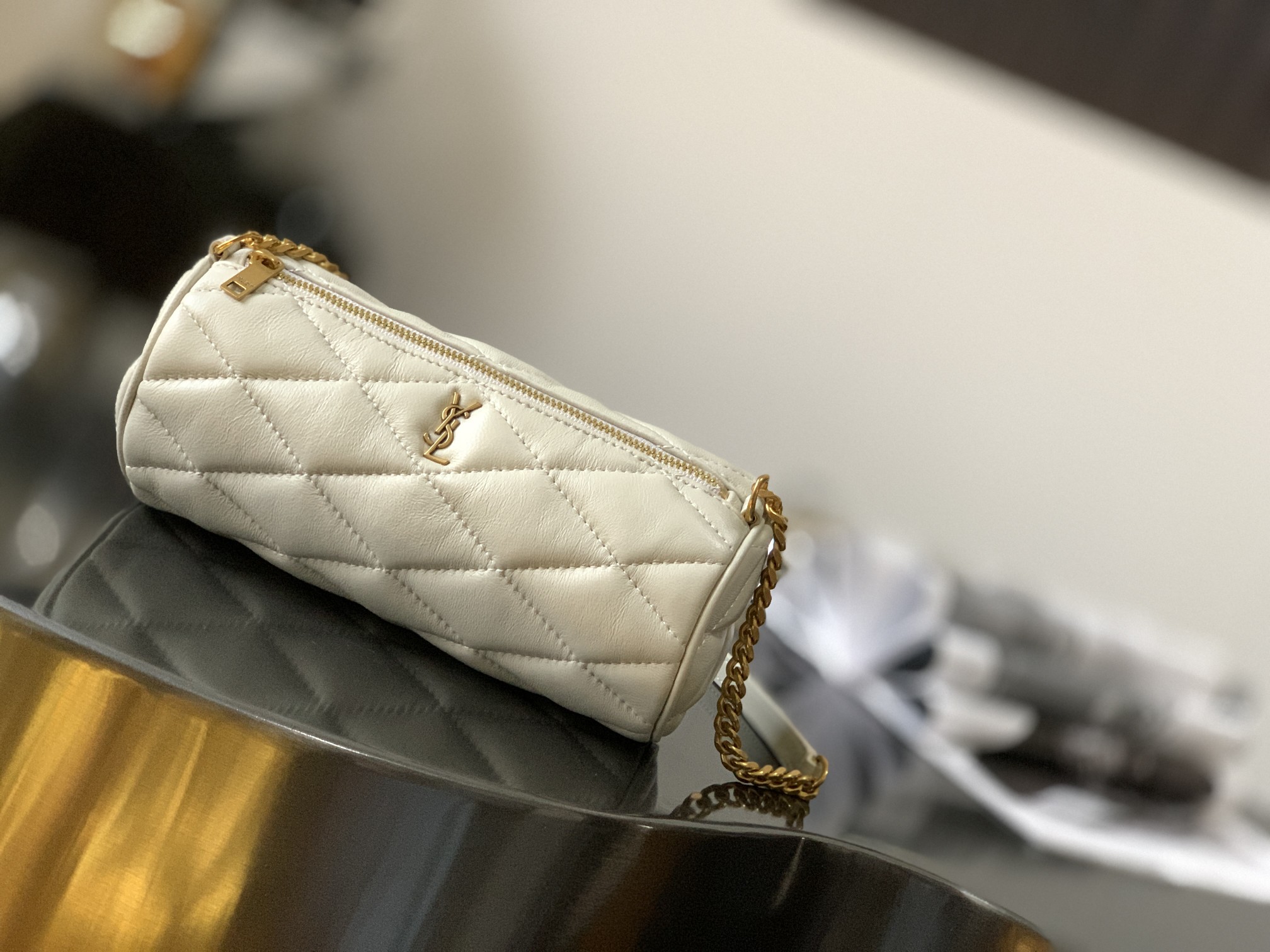 Yves Saint Laurent Sade Mini Tube Bag For Women 7.9in/20cm Vintage White YSL 699703AAAJU9207