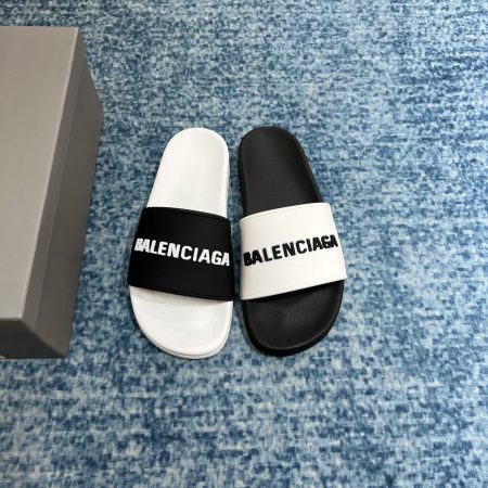 Balenciaga Pool Slide Sandal Black/White For Women