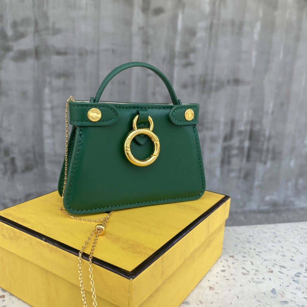 Fendi Nano Peekaboo Charm Crossbody Green Bag For Woman 12cm/4.5in