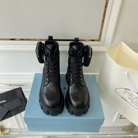 Prada Monolith And Nylon Fabric Boots Black For Women 2.2in/55mm Prada 1T255M_3LJS_F0002_F_B055