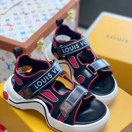 Louis Vuitton LV Archlight Flat Sandal Satin Red/Black For Women LV