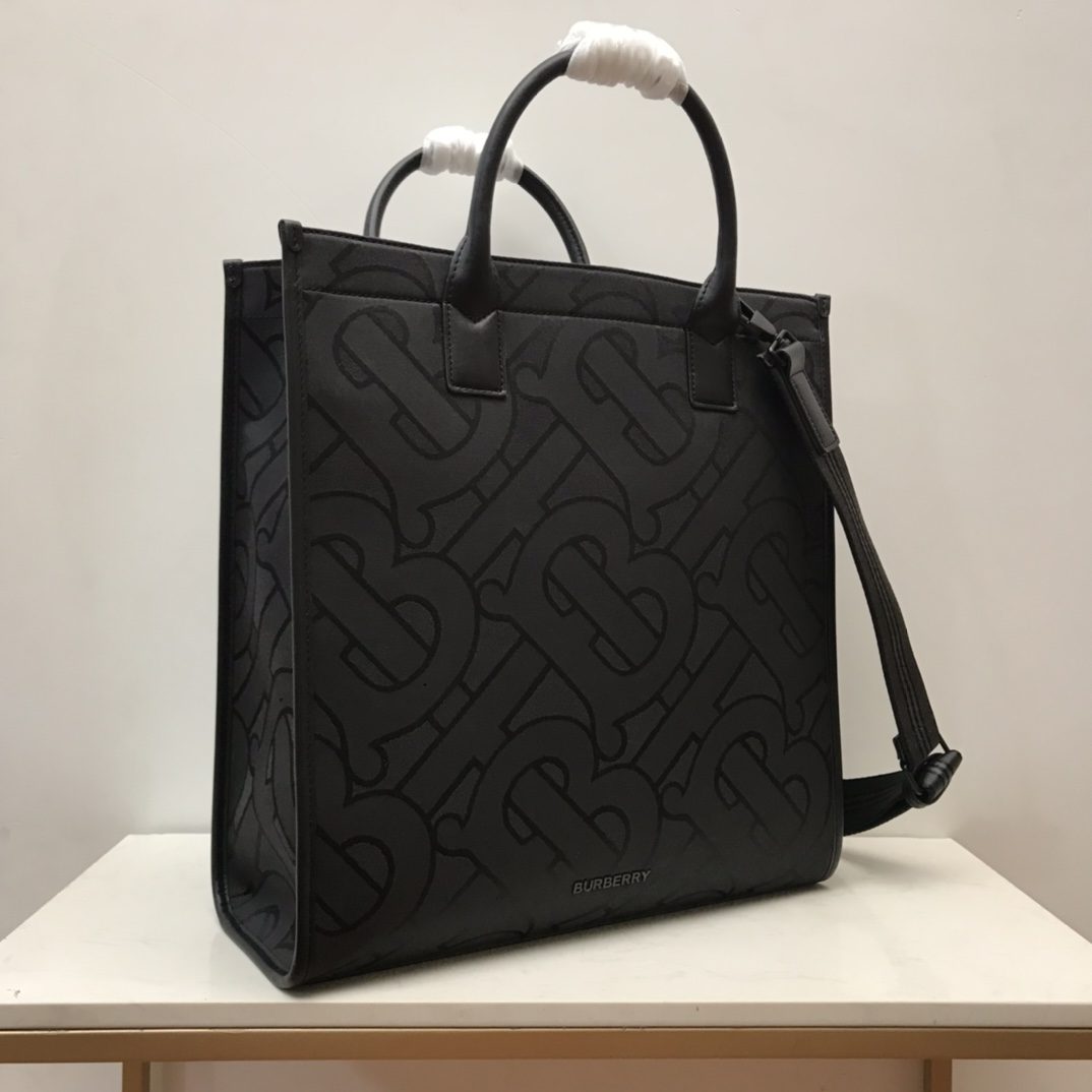 Burberry Monogram Recycled Polyester Jacquard Tote Black For Women, Women’s Bags 14.8in/37.5cm