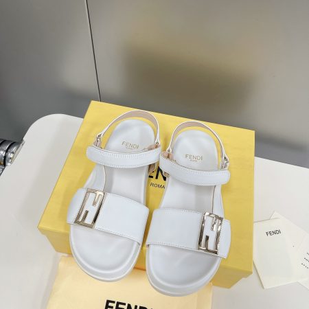 Fendi White Jacquard Sandals For Women