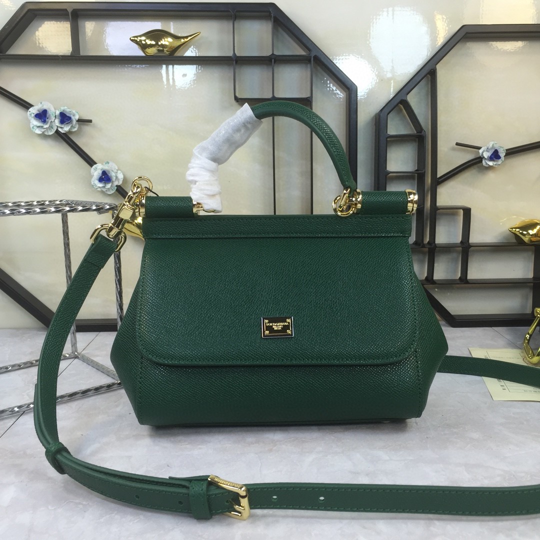 Dolce & Gabbana Medium Sicily Handbag In Dauphine Green For Women 10.2in/26cm DG BB4347A100187399