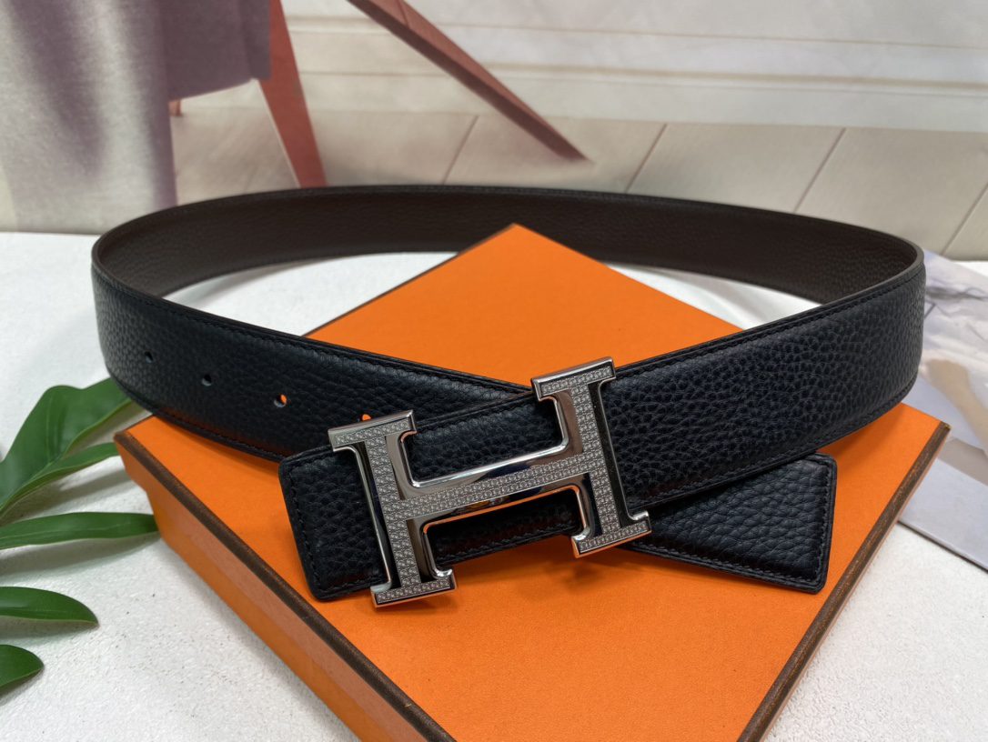 Hermes H Striee Belt Buckle & Reversible Black For Women, Women Belt