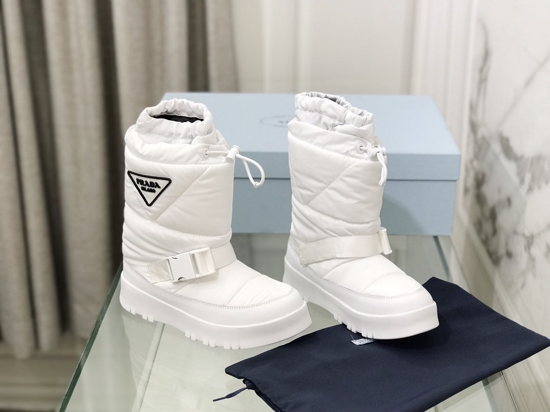 Prada Nylon Gabardine Booties White For Women Prada