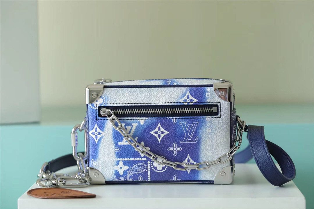Louis Vuitton Mini Soft Trunk Monogram Bandana Blue For Men, Men’s Bags, Shoulder And Crossbody Bags 7.3in/18.5cm LV M20557