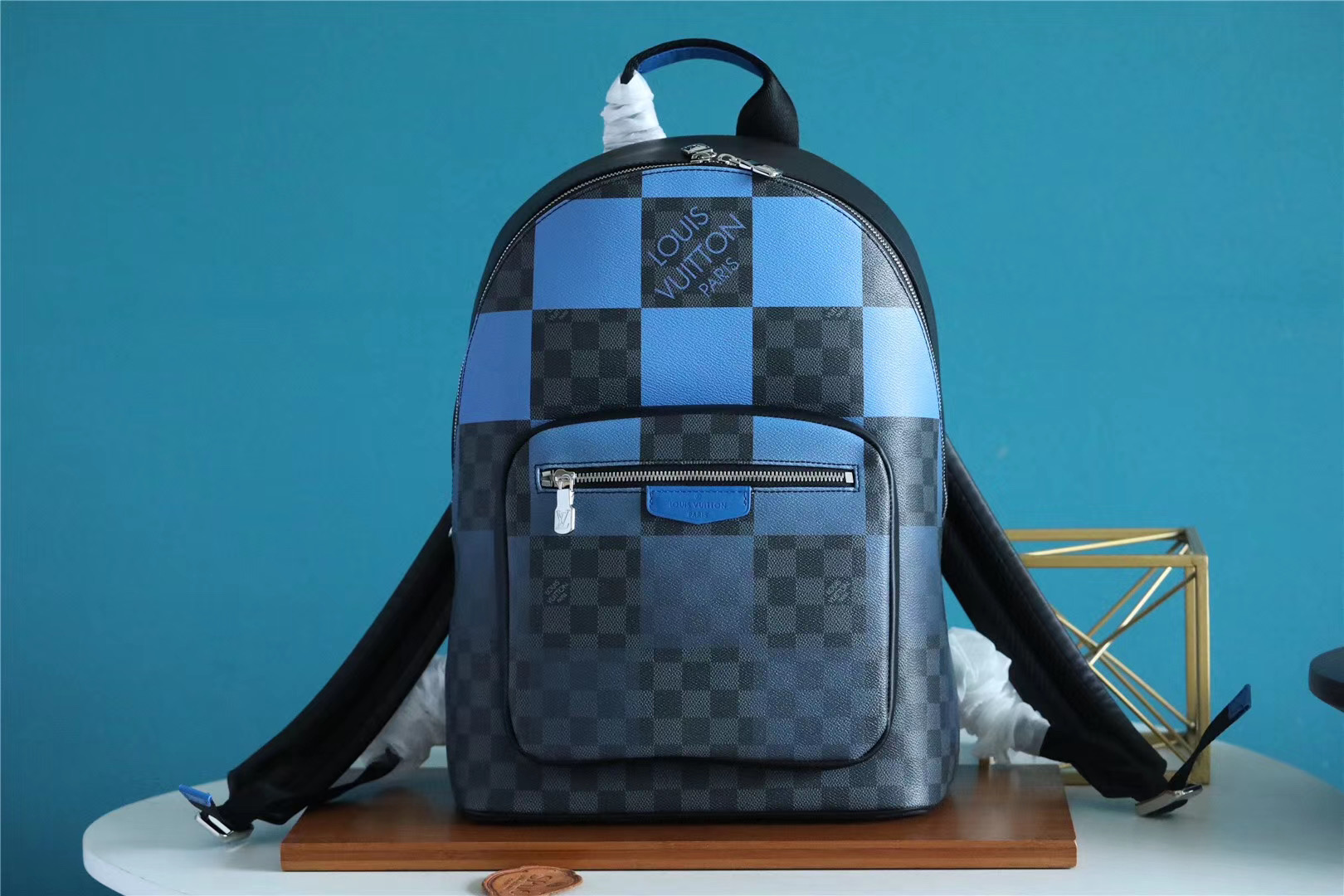 Louis Vuitton Josh Backpack Damier Graphite Giant Blue For Men, Men’s Bags 40cm LV N40402