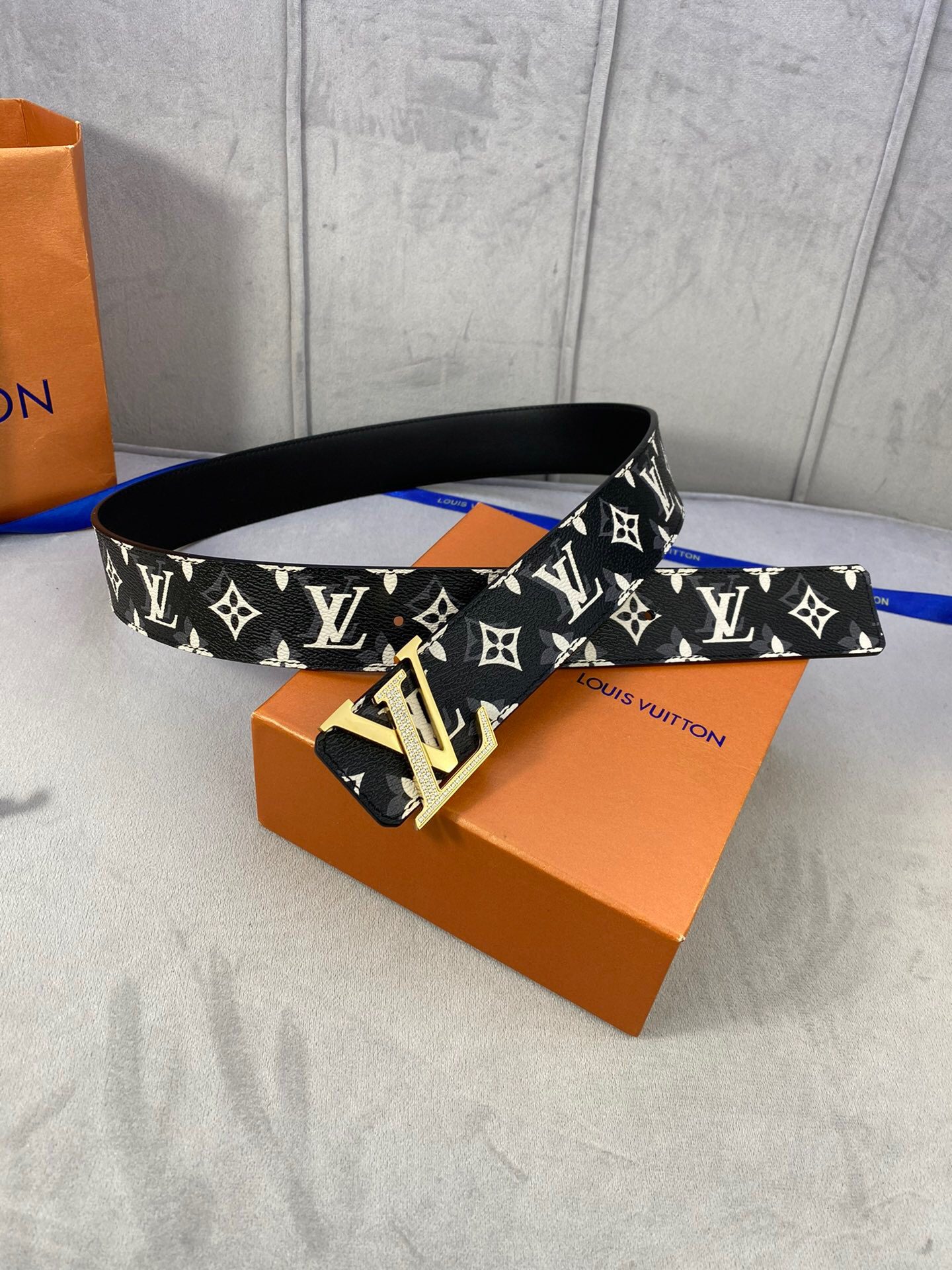 Louis Vuitton Initiales Reversible LV Belt Monogram with Gold Toned Hardware LV Women Belt