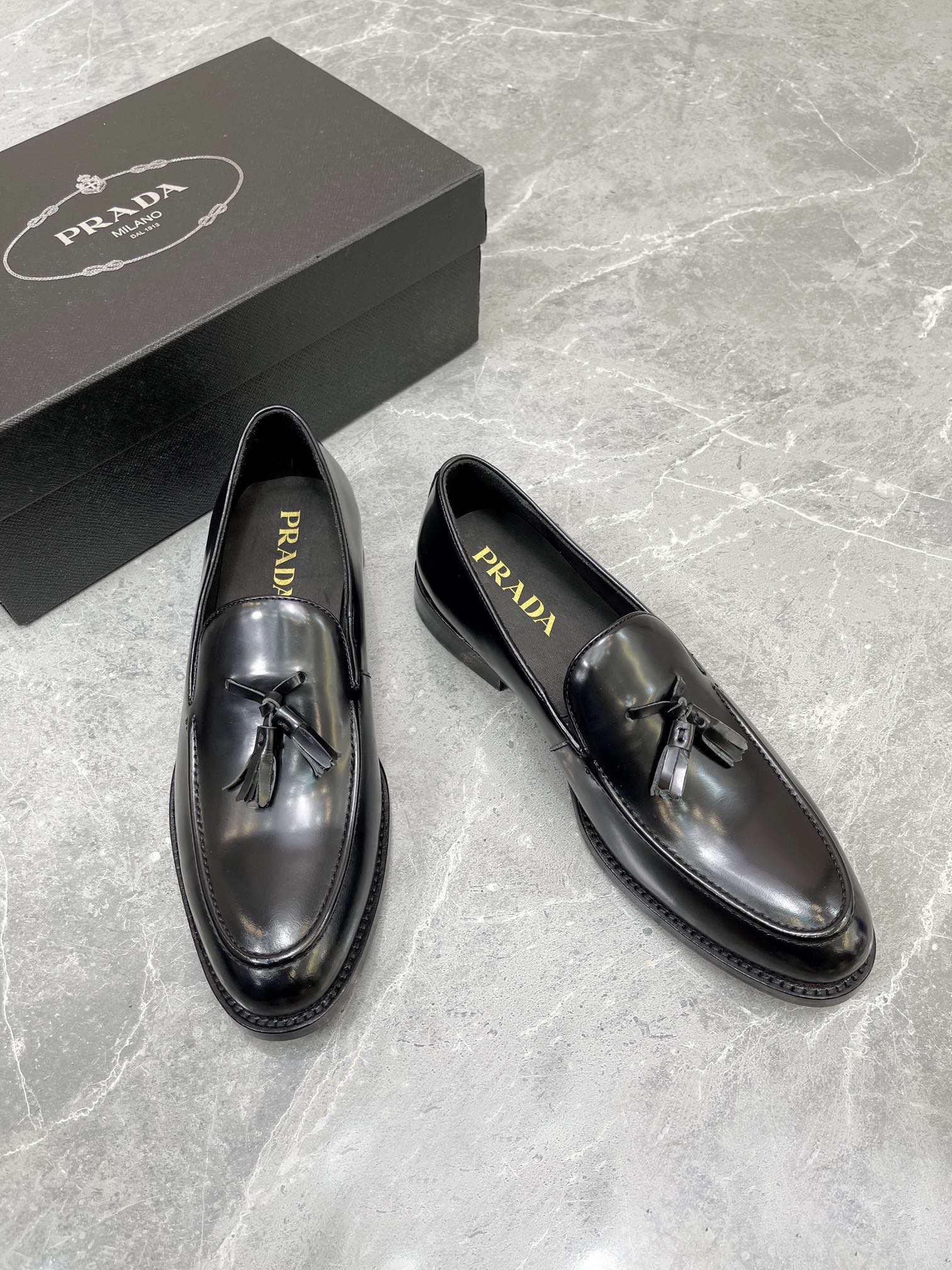 Prada Lace-ups Shoes Shiny Black For Men 1in/25mm Prada