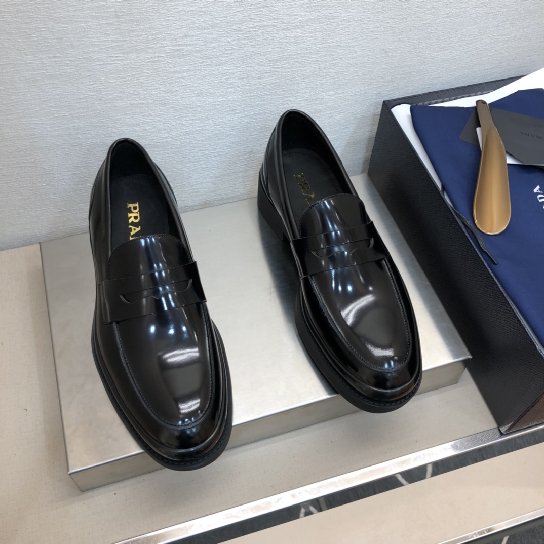 Prada Brushed Loafers Black For Men 1.6in/40mm Prada