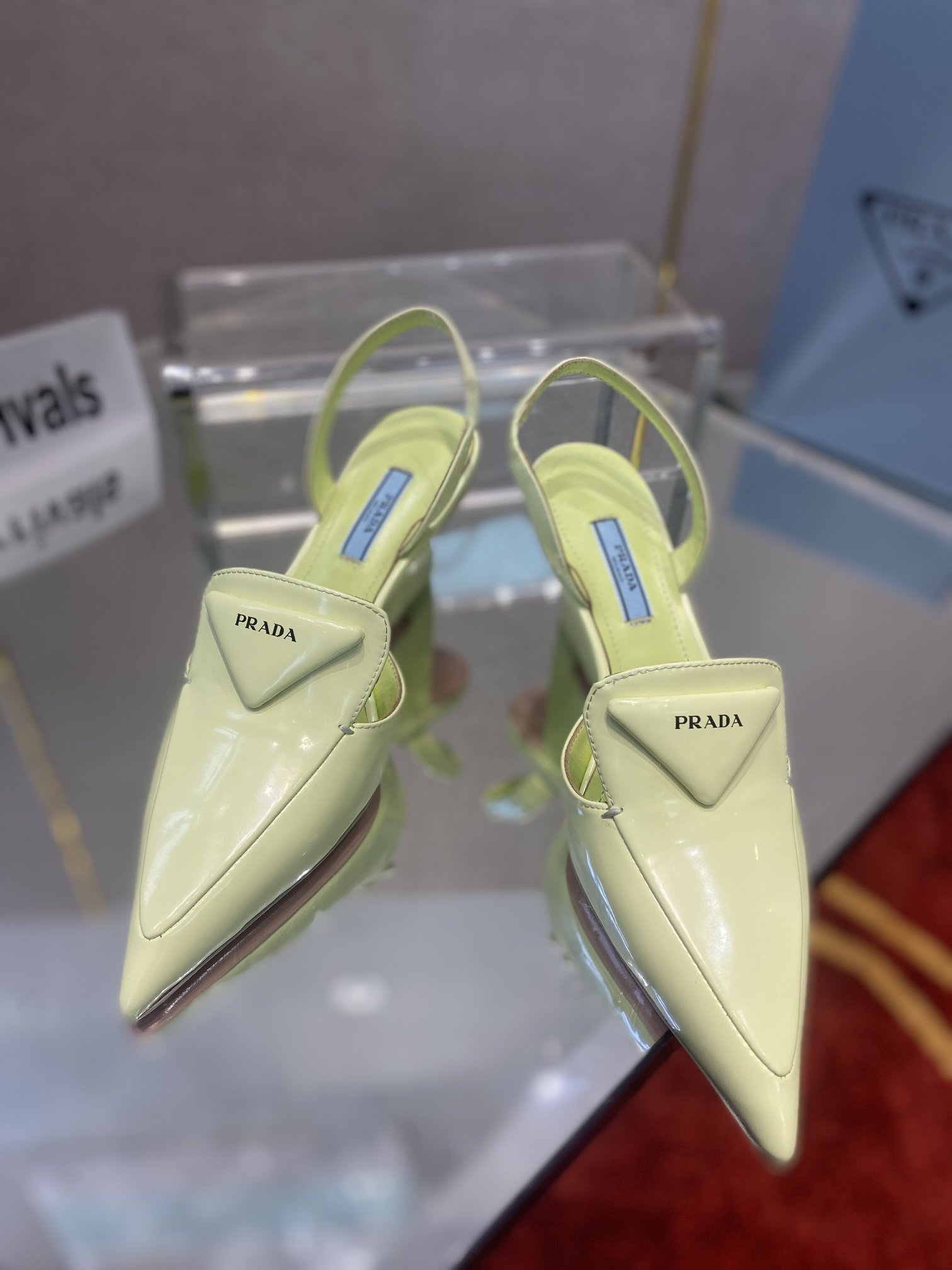 Prada Brushed Slingback Pumps Green For Women 2.6in/65mm Prada