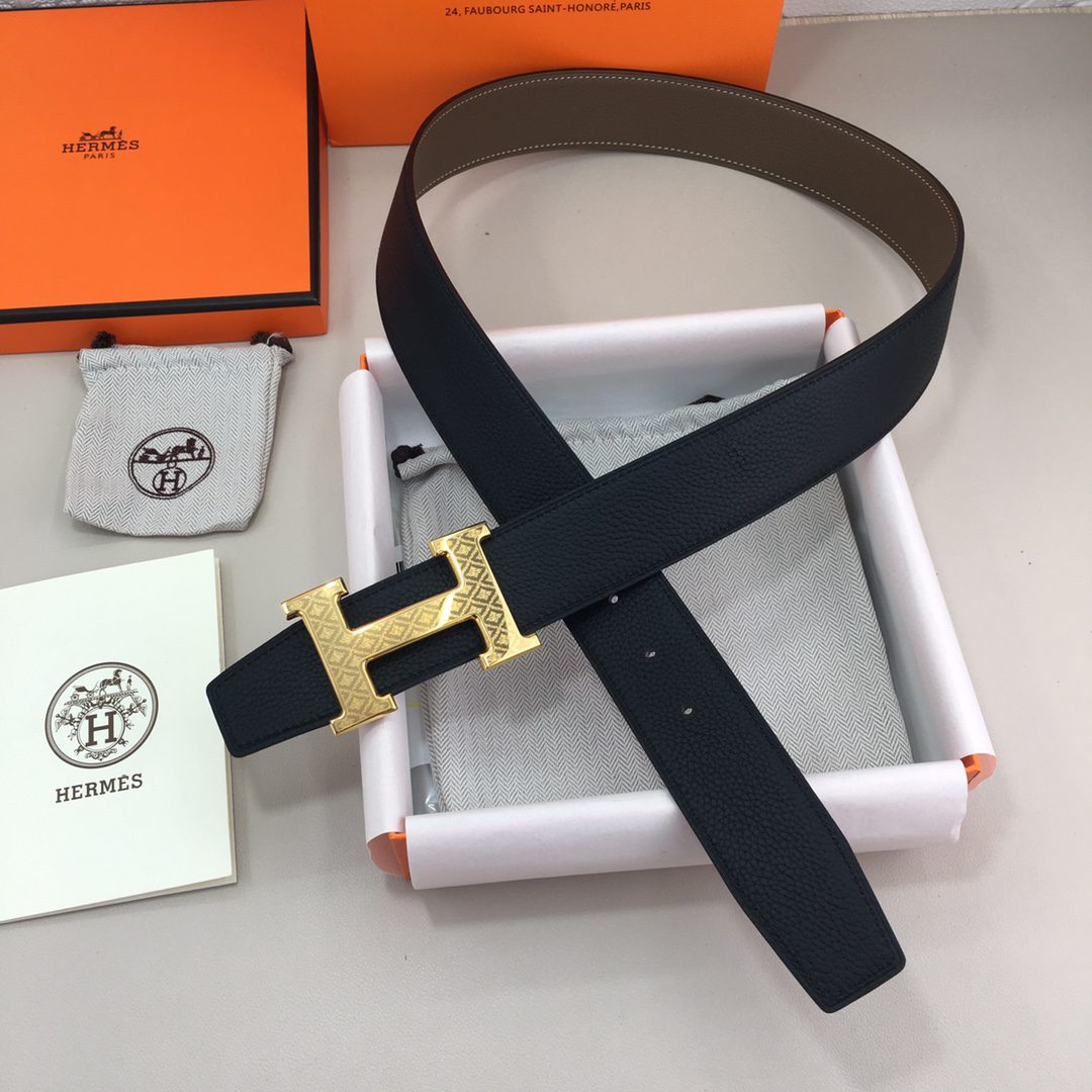 Hermes H Belt Buckle & Reversible Black For Women, Women Belt