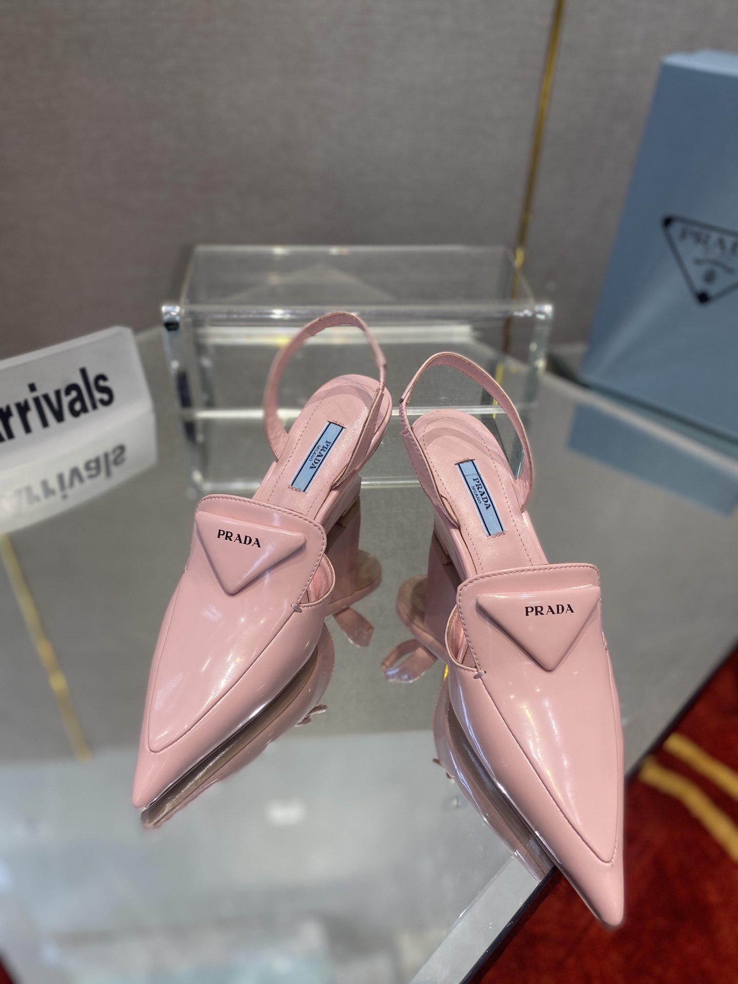 Prada Brushed Slingback Pumps Pink For Women 2.6in/65mm Prada