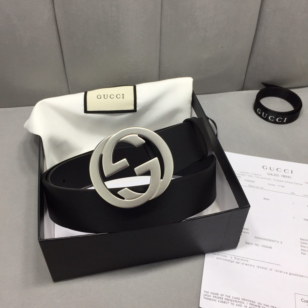 Gucci Belt With Interlocking G Buckle Black For Women, Women Belt ‎368186 BGH0N 1000
