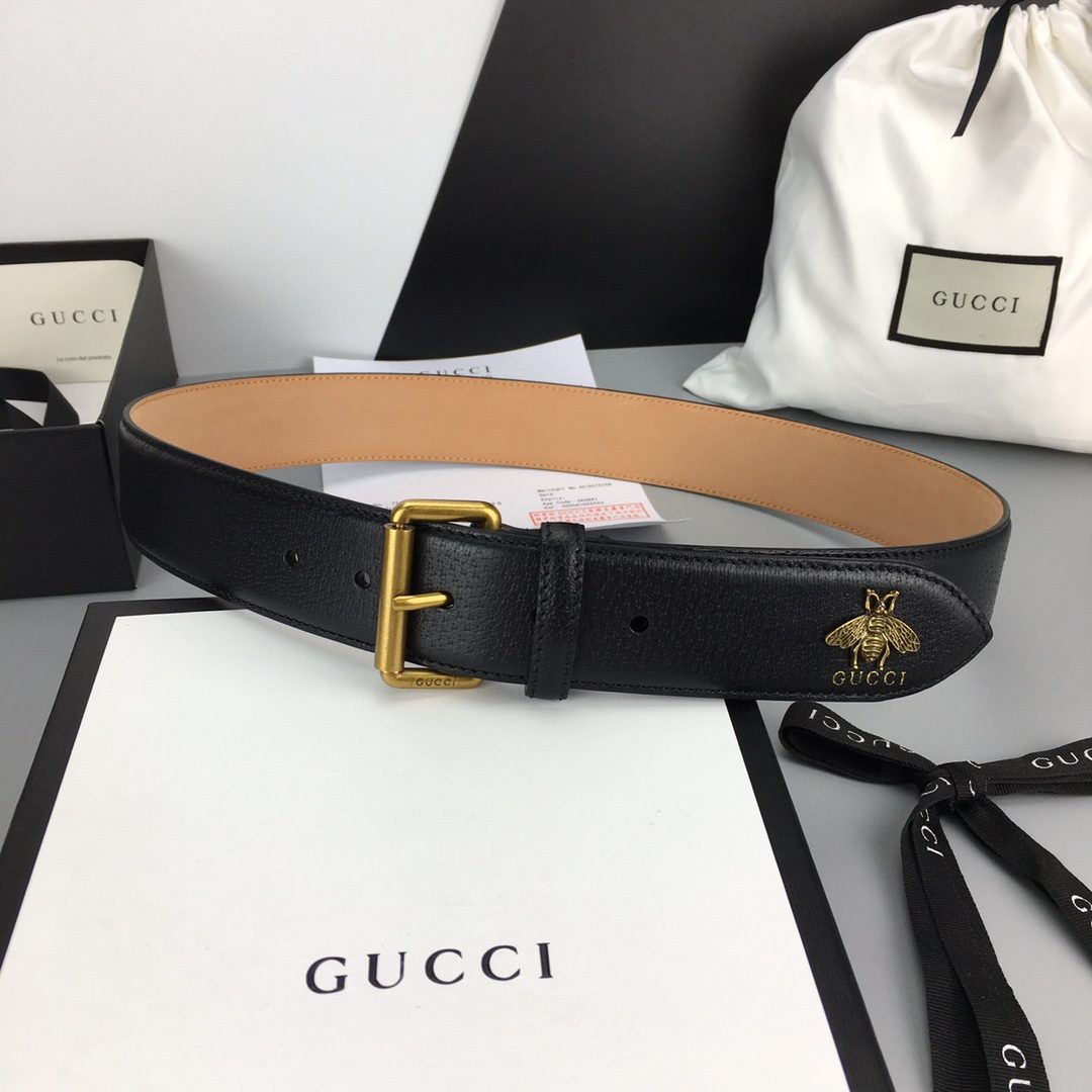Gucci Belt With Bee Print Black For Women, Women Belt
