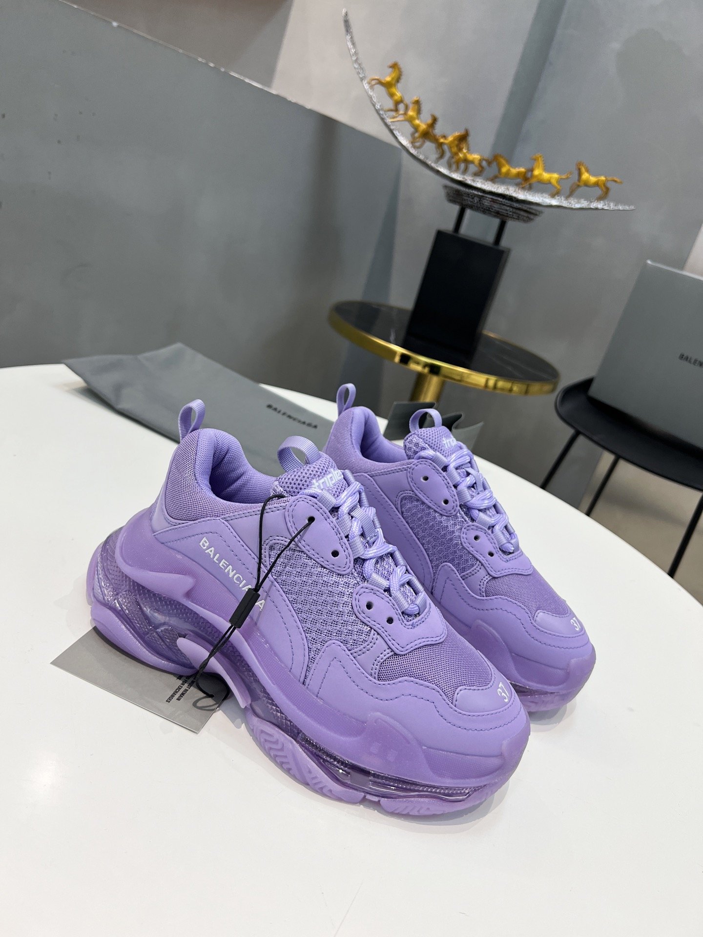 Balenciaga Triple S Trainers Clear Sole Blue For Women