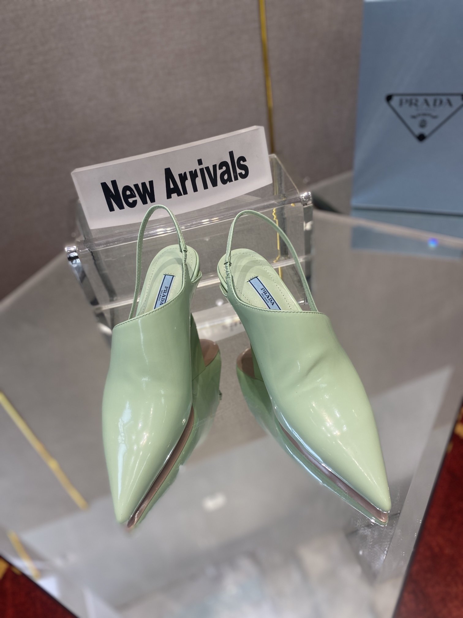 Prada Brushed Slingback Pumps Green For Women 2.6in/65mm Prada