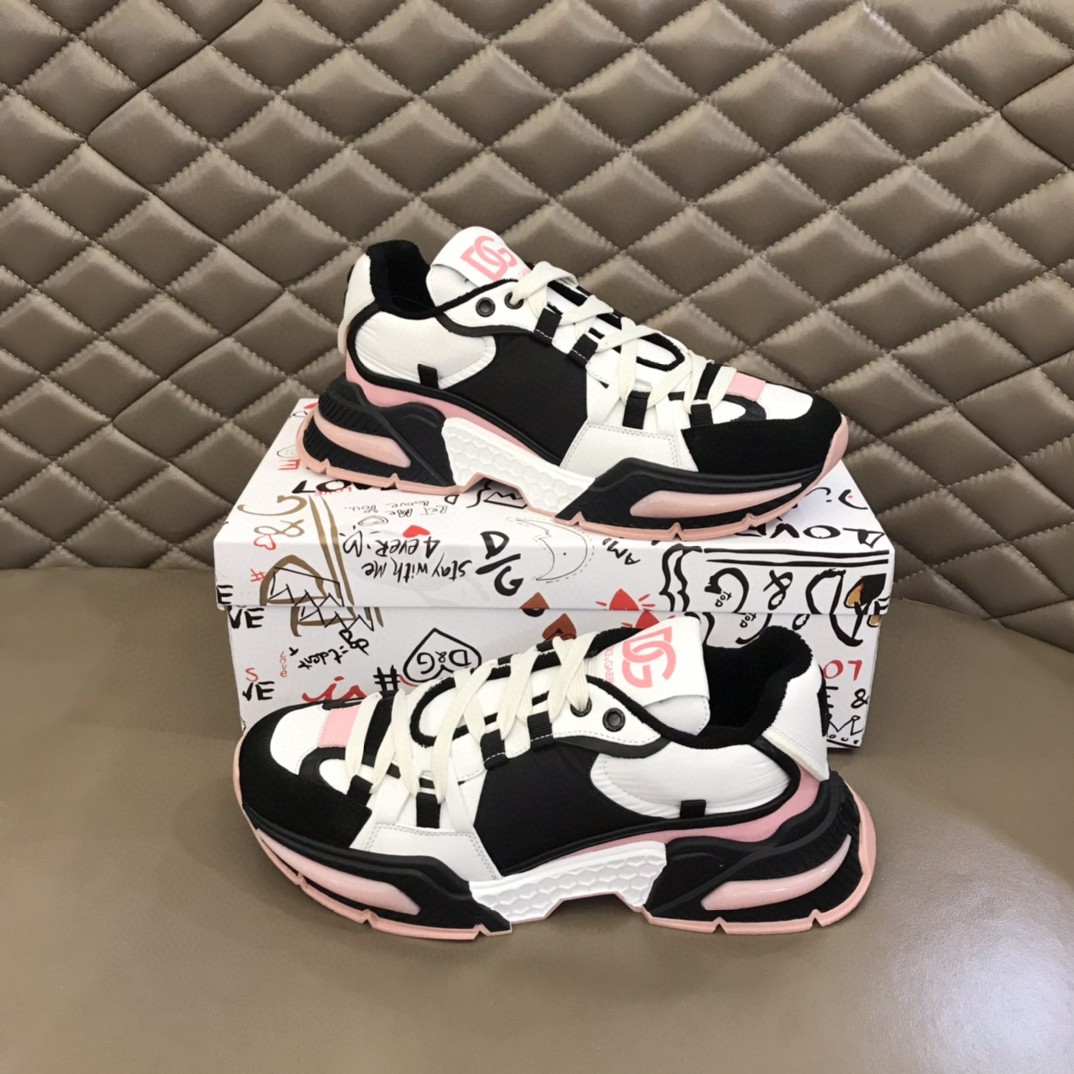 Dolce & Gabbana Mixed-Material Airmaster Sneakers Black/White For Men DG Shoes