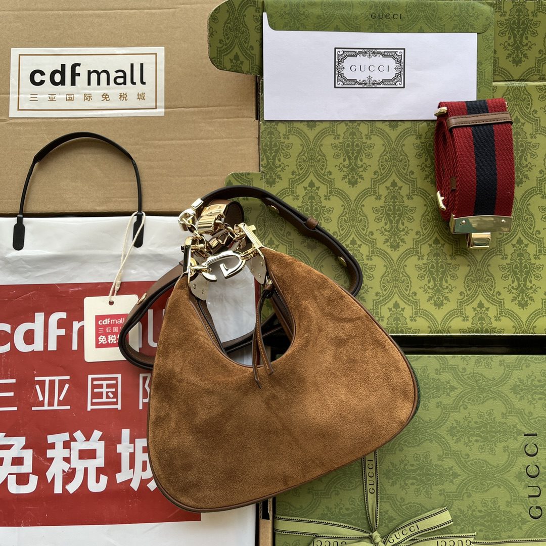 Gucci Atache Small Shoulder Bag Dark Brown For Women, Women’s Bags 9in/23cm Gucci ‎