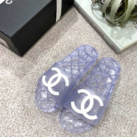 Chanel Mule Glossy Transparent Chanel Logo PVC Clear For Women, Women’s Shoes