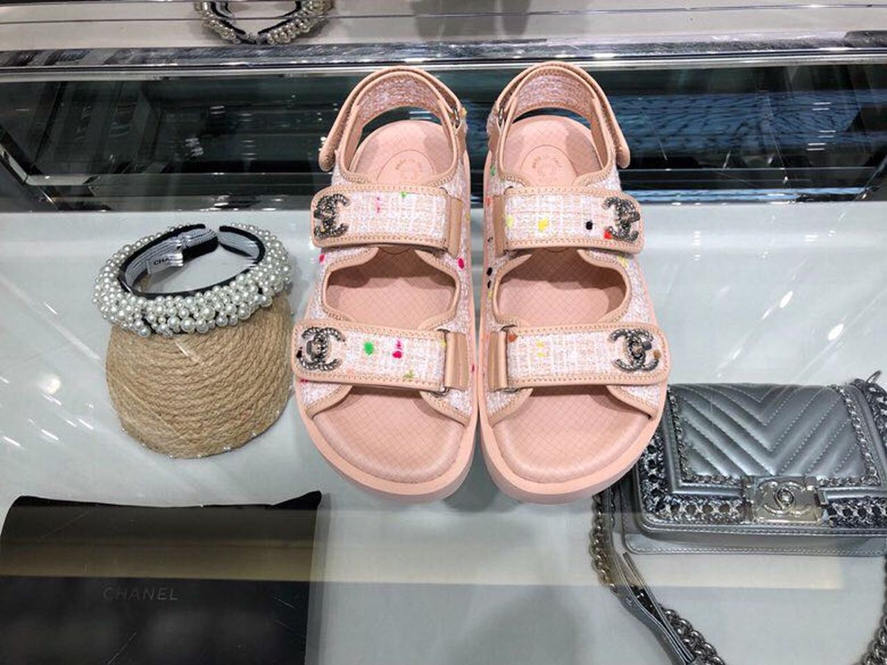 Chanel Flat Rubber Sandals Pink For Women, Women’s Shoes G35927