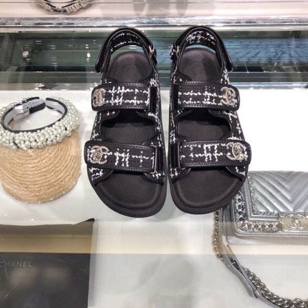 Chanel Flat Rubber Sandals Black For Women, Women’s Shoes G35927