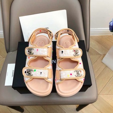 Chanel Rubber Sandals Tweed Pink For Women, Women’s Shoes G35927