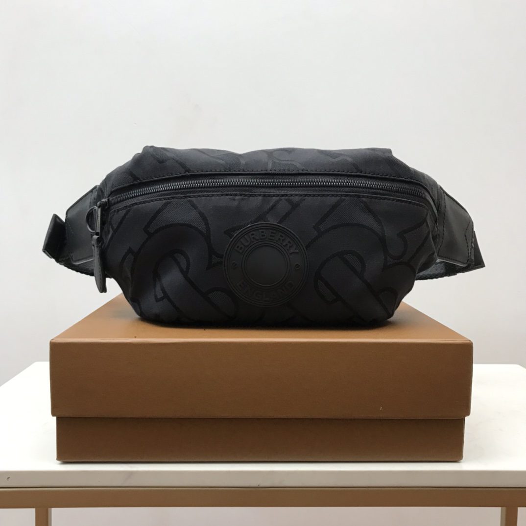 Burberry Monogram Recycled Polyester Sonny Bum Bag Black For Men, Men’s Bags 12.2in/31cm