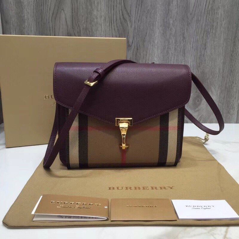 Burberry Small Vintage Check And Crossbody Bag Purple For Women, Women’s Bags 9in/24cm