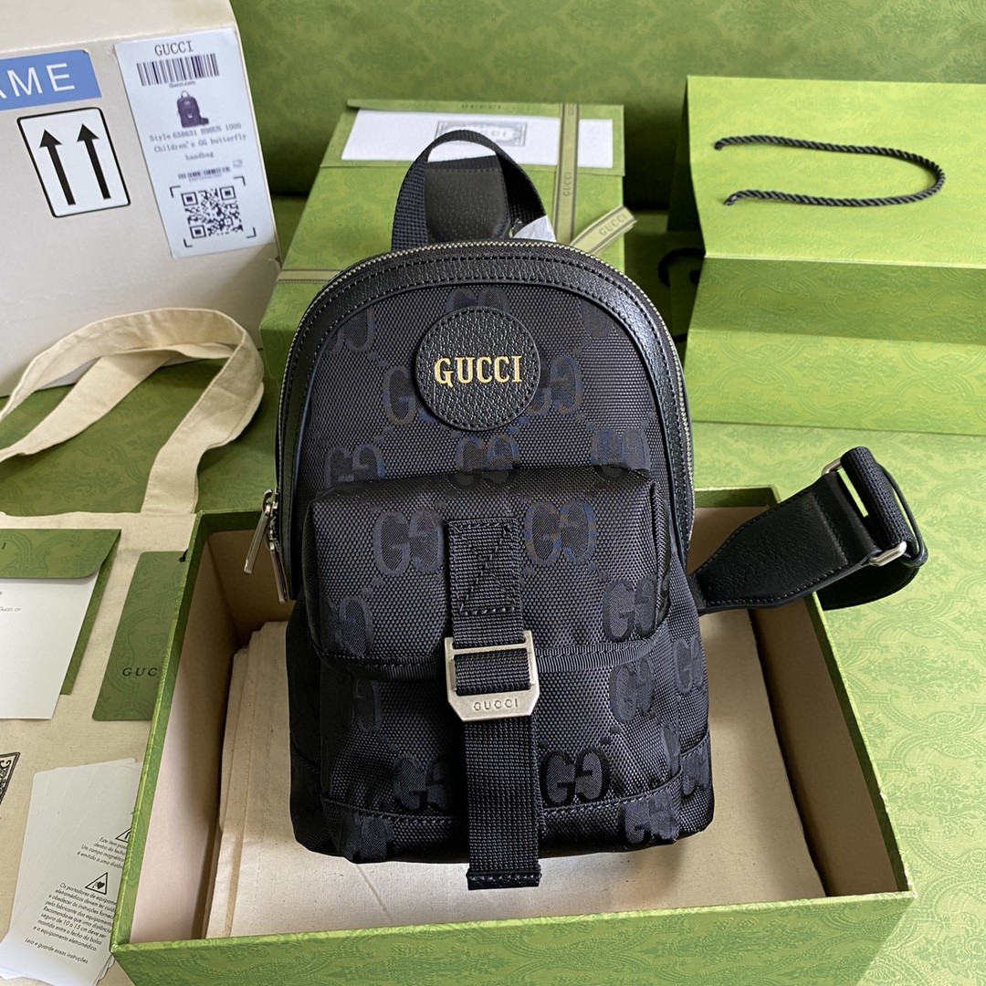 Gucci Off The Grid Sling Backpack Black Gucci Nylon For Men 11in/27cm 658631 H9HUN 1000