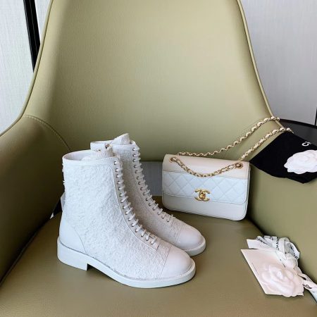 Chanel Lace-Ups White For Women, Women’s Shoes G39162