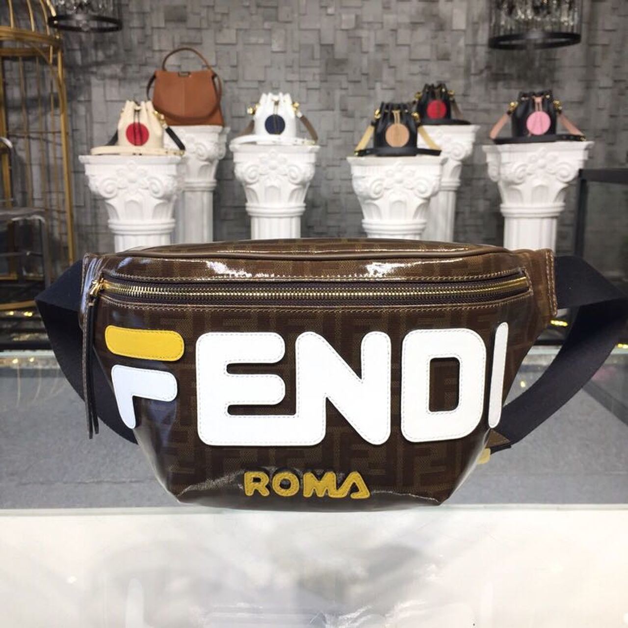 Fendi Mania Waist Belt Bag Brown For Women/Men, Women’s/Men’s Belt Bags, Crossbody Bags 12.9in/33cm FF 7VA434