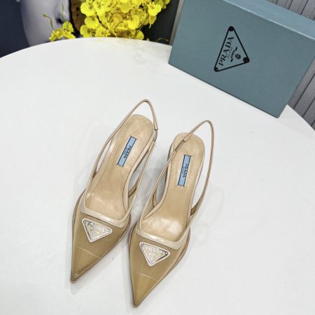Prada Mesh Fabric Slingback Pumps Beige For Women Prada 1I828M_099_F0F24_F_045