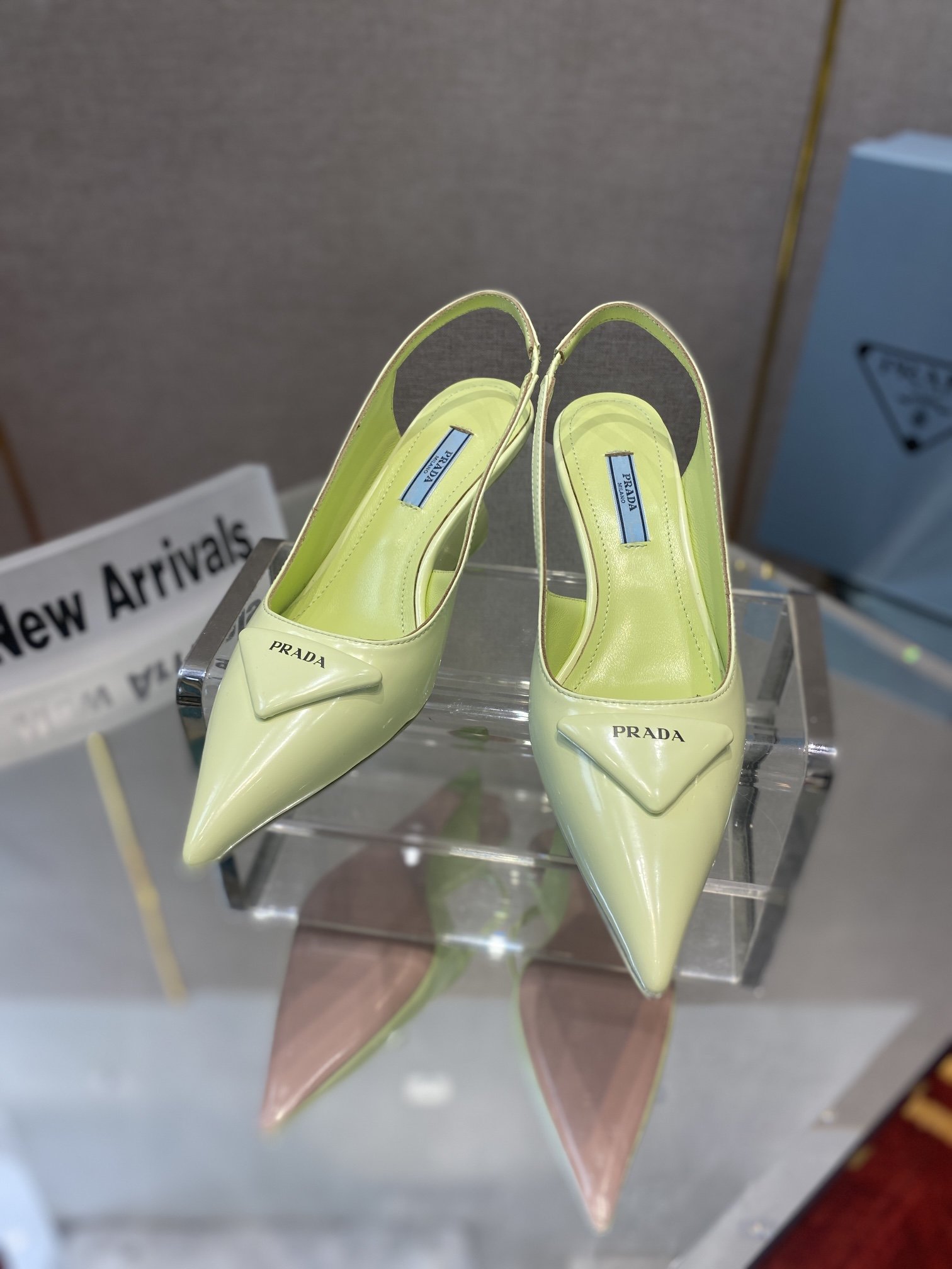 Prada Brushed Slingback Pumps Green For Women 2.6in/65mm Prada