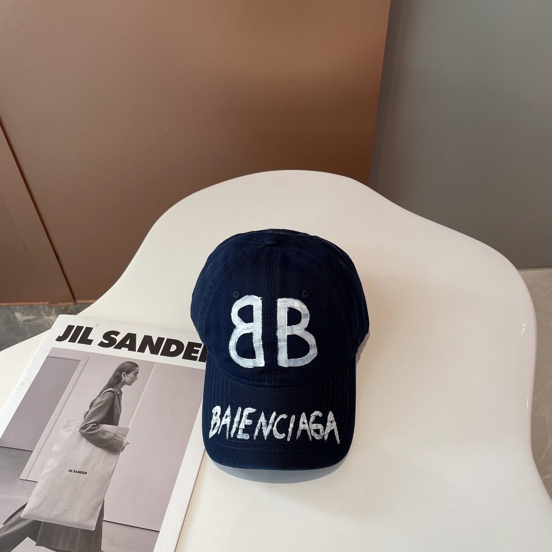BALENCIAGA BB Sprayed Dark Blue Cap