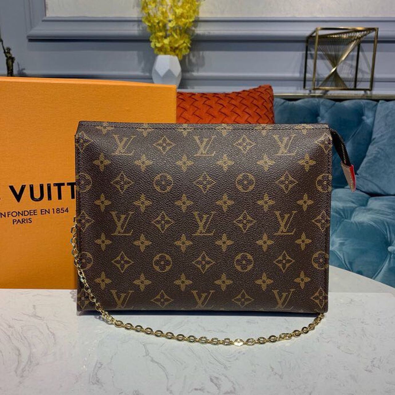 Louis Vuitton Toiletry Pouch On Chain Monogram Canvas For Women, Women’s Wallet 9.8in/25cm LV M81412