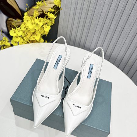 Prada Brushed Slingback Pumps White For Women Prada 