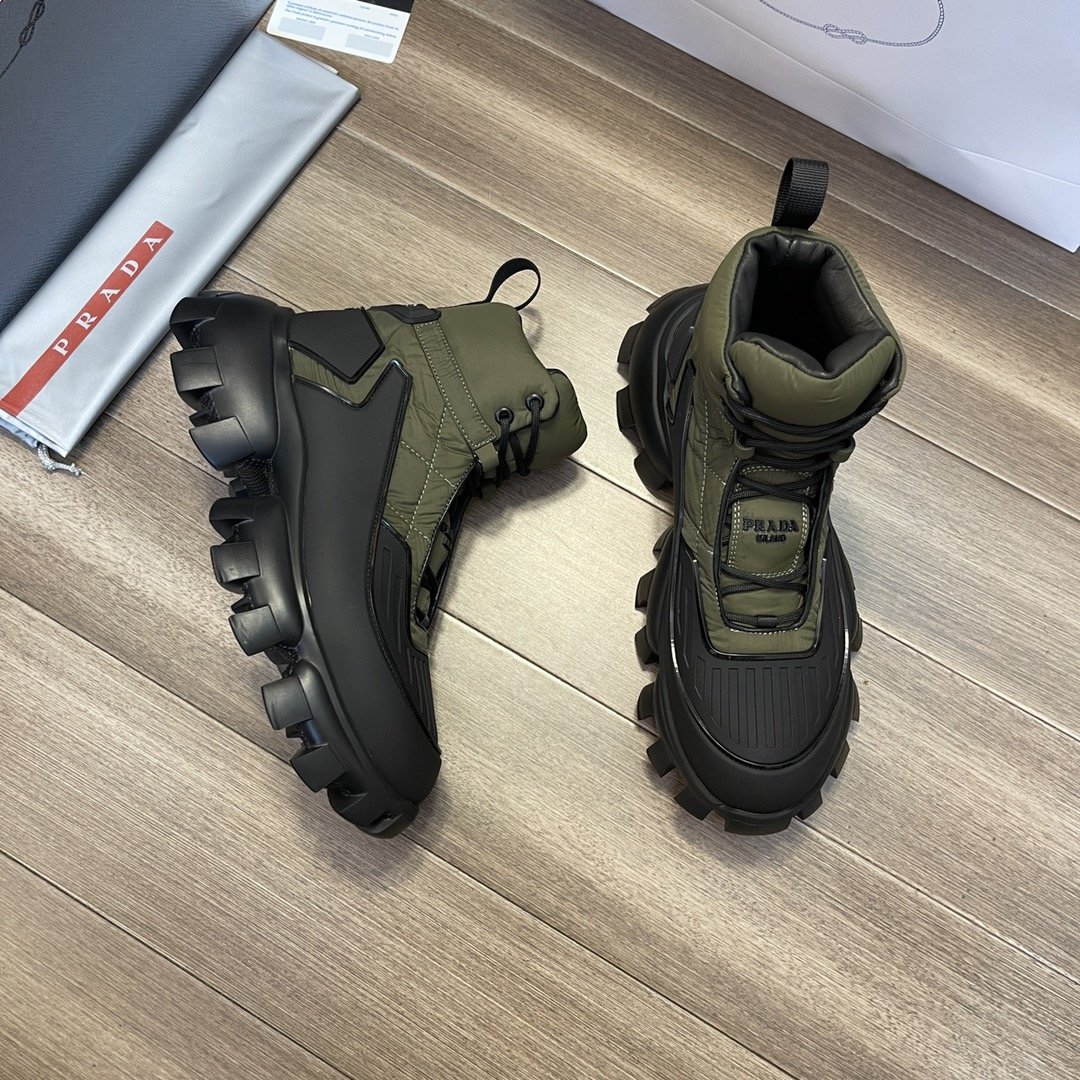 Prada Cloudbust Thunder High-Top Sneakers Black/Green For Men 2in/50mm Prada 2TG189_3LGO_F0B80_F_G000