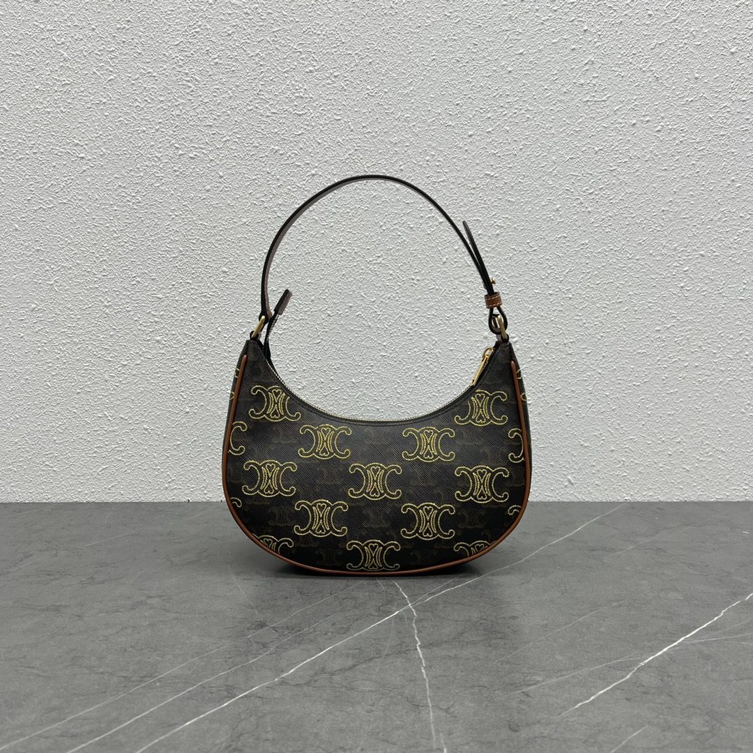 Celine Ava Bag In Triomphe Canvas Xl Brown For Women 9in/23.5cm