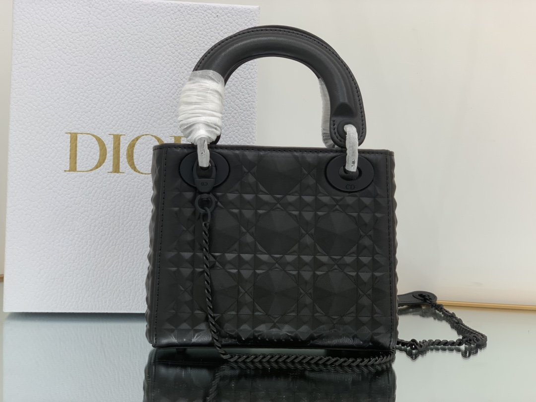 Christian Dior Mini Lady Dior Bag Black Cannage with Beaded Motif, Black, For Women Women’s Handbags, Crossbody Bags, 18cm CD M0505SNEA_M900
