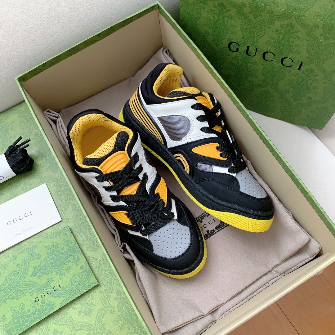Gucci Men’s Basket Sneaker Black Yellow And White For Men 661308 2SH90 1098
