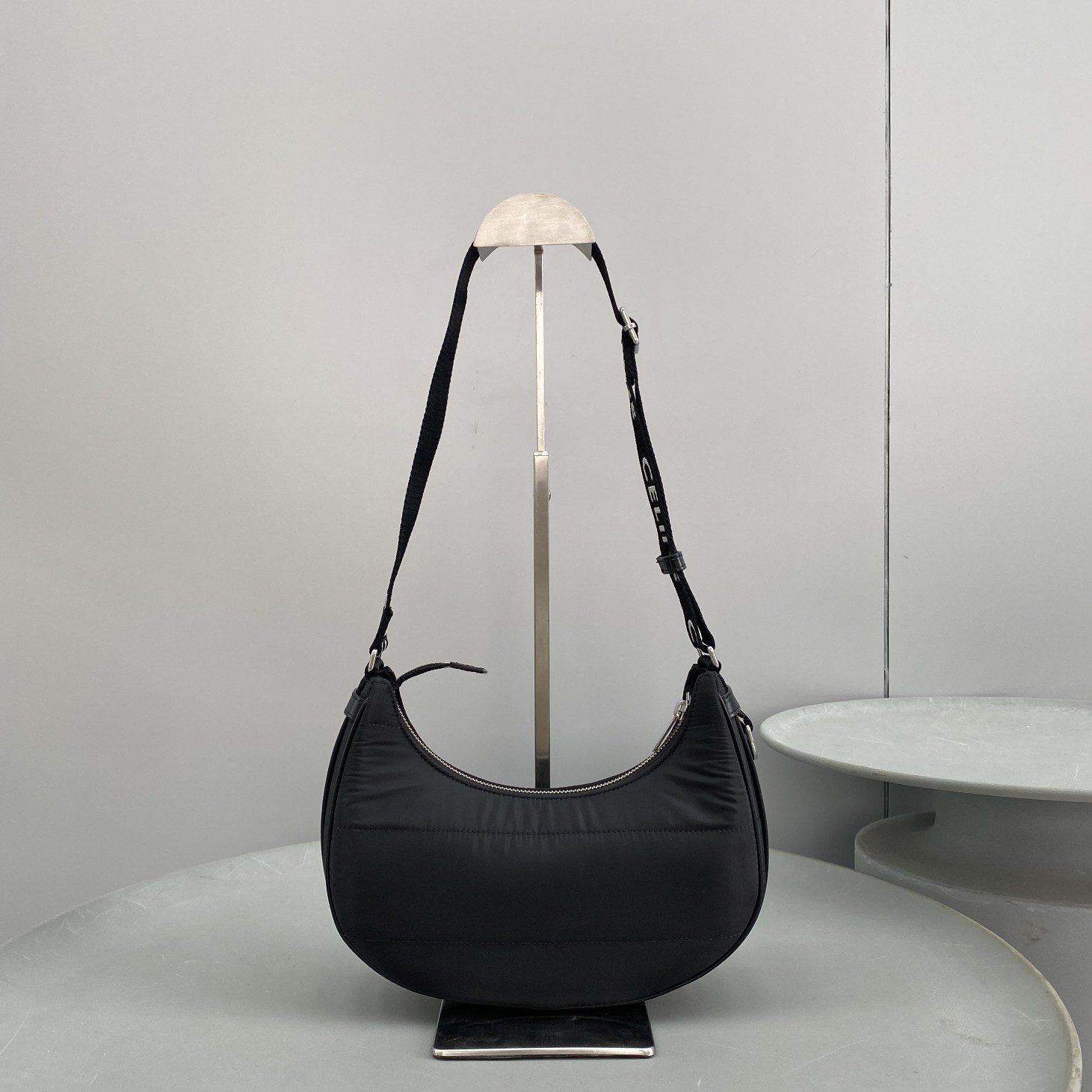 Celine Medium Ava Bag With Celine Strap In Quilted Nylon Black For Women 9in/23cm 196972DLI.38SI