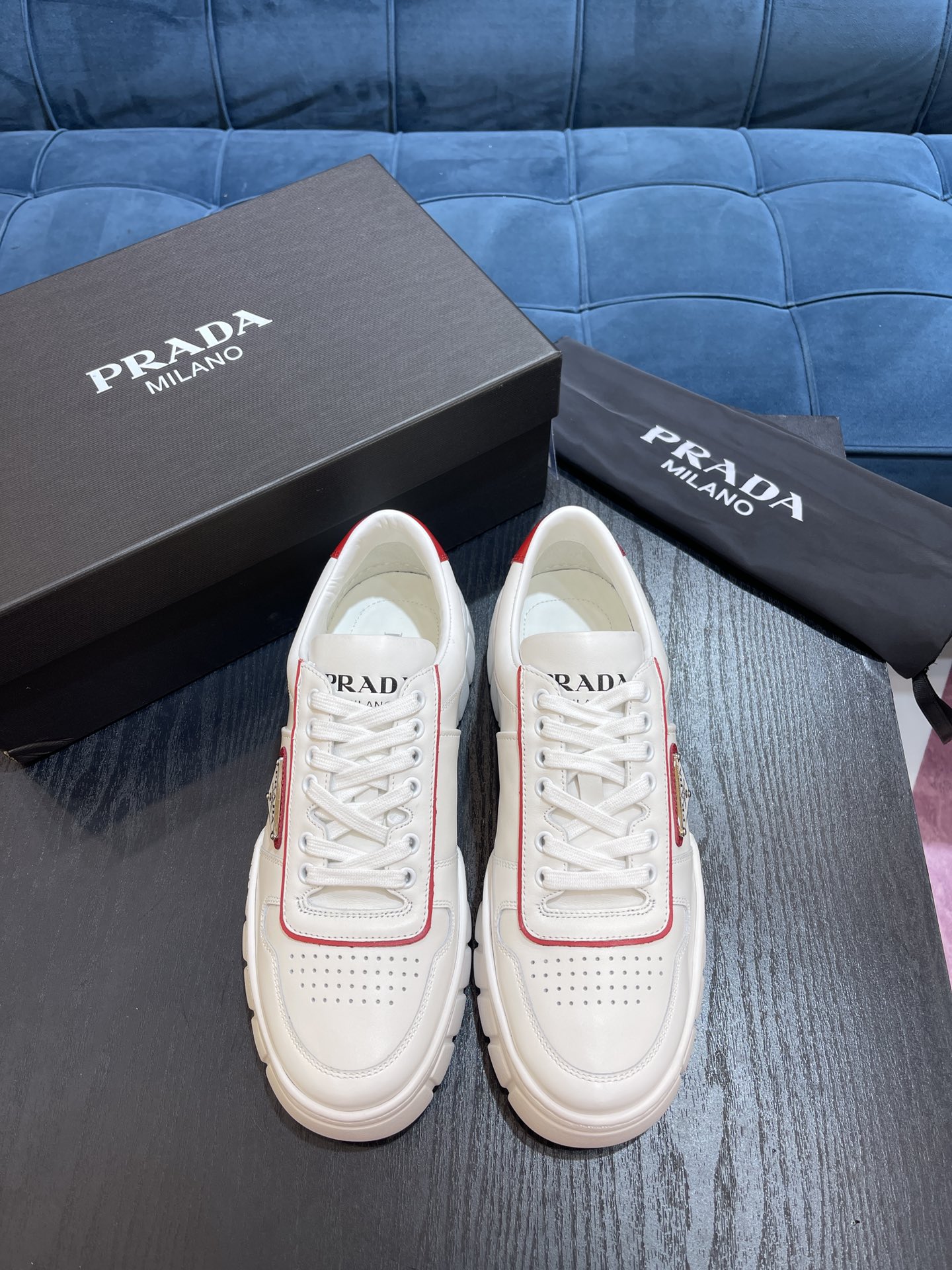 Prada Sneakers White/Red For Men Prada