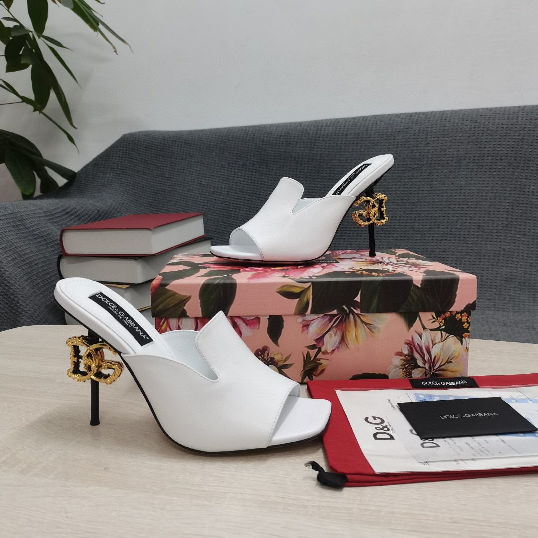 Dolce & Gabbana Lguana-Print Mules White For Women DG Shoes