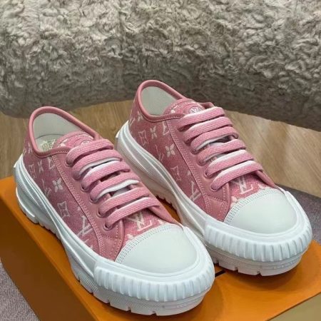 Louis Vuitton Squad Sneaker Monogram Denim Pink For Women LV 1A9S0M