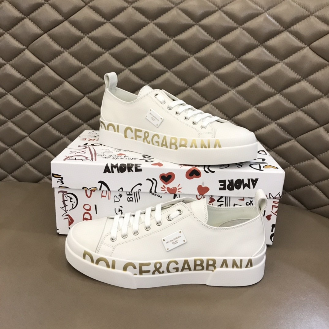 Dolce & Gabbana Sneakers In Printed Nappa White For Men DG Shoes