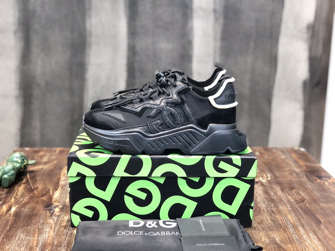 Dolce & Gabbana Nappa Daymaster Sneakers Black For Men DG Shoes