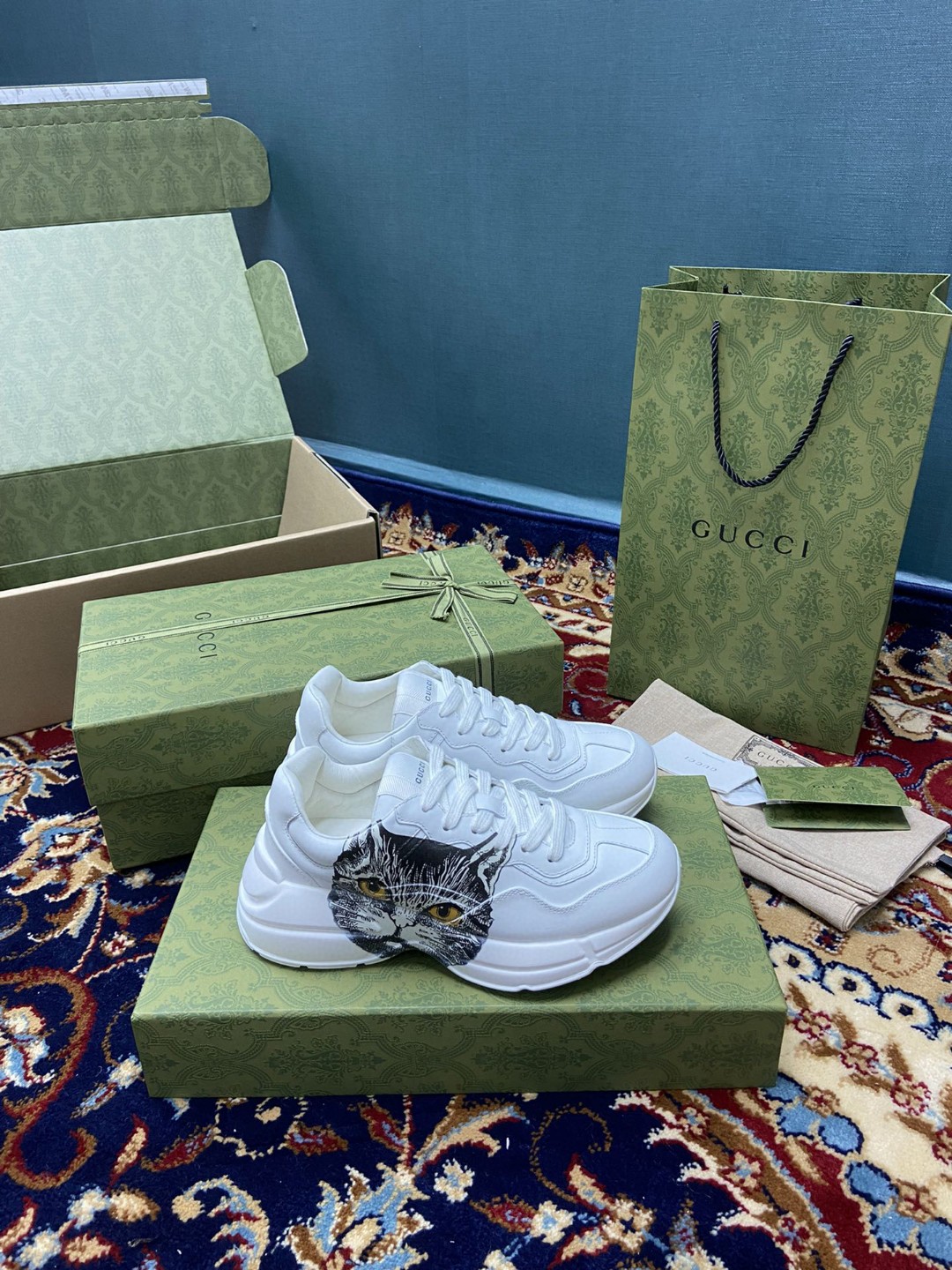 Gucci Rhyton Sneaker With Mystic Cat White Ivory For Men 583337 DRW00 9014